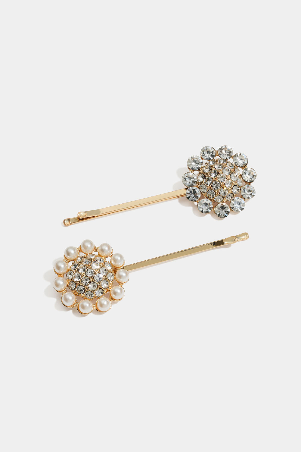 Hårnålar med blommor och strass, 2-pack