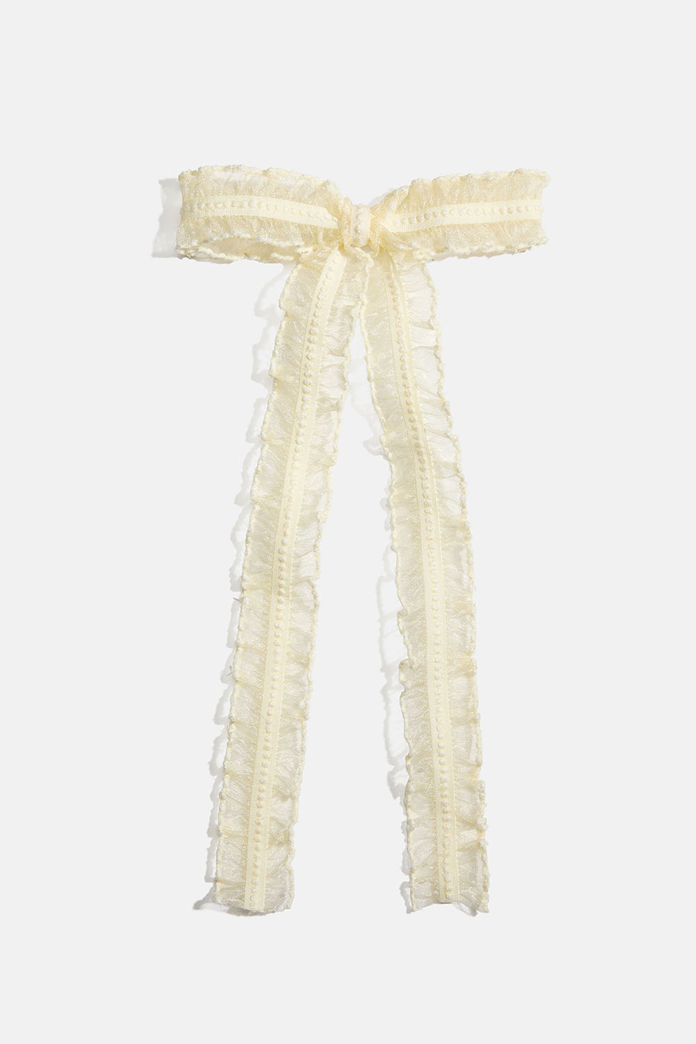 Ljusgult hårspänne med rosett i organza 