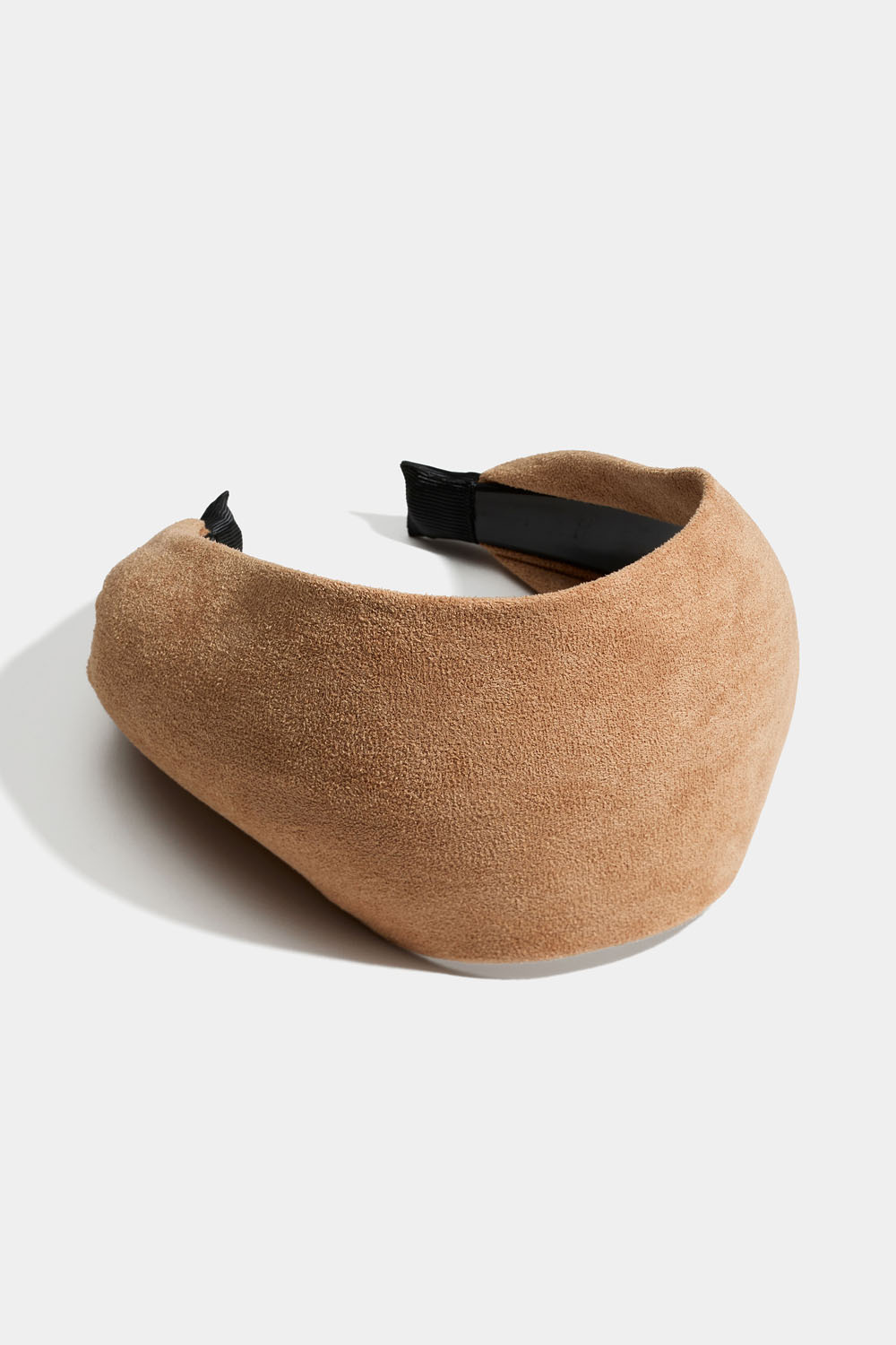 Diadem med brett tyg i mockaimitation, ljusbrunt