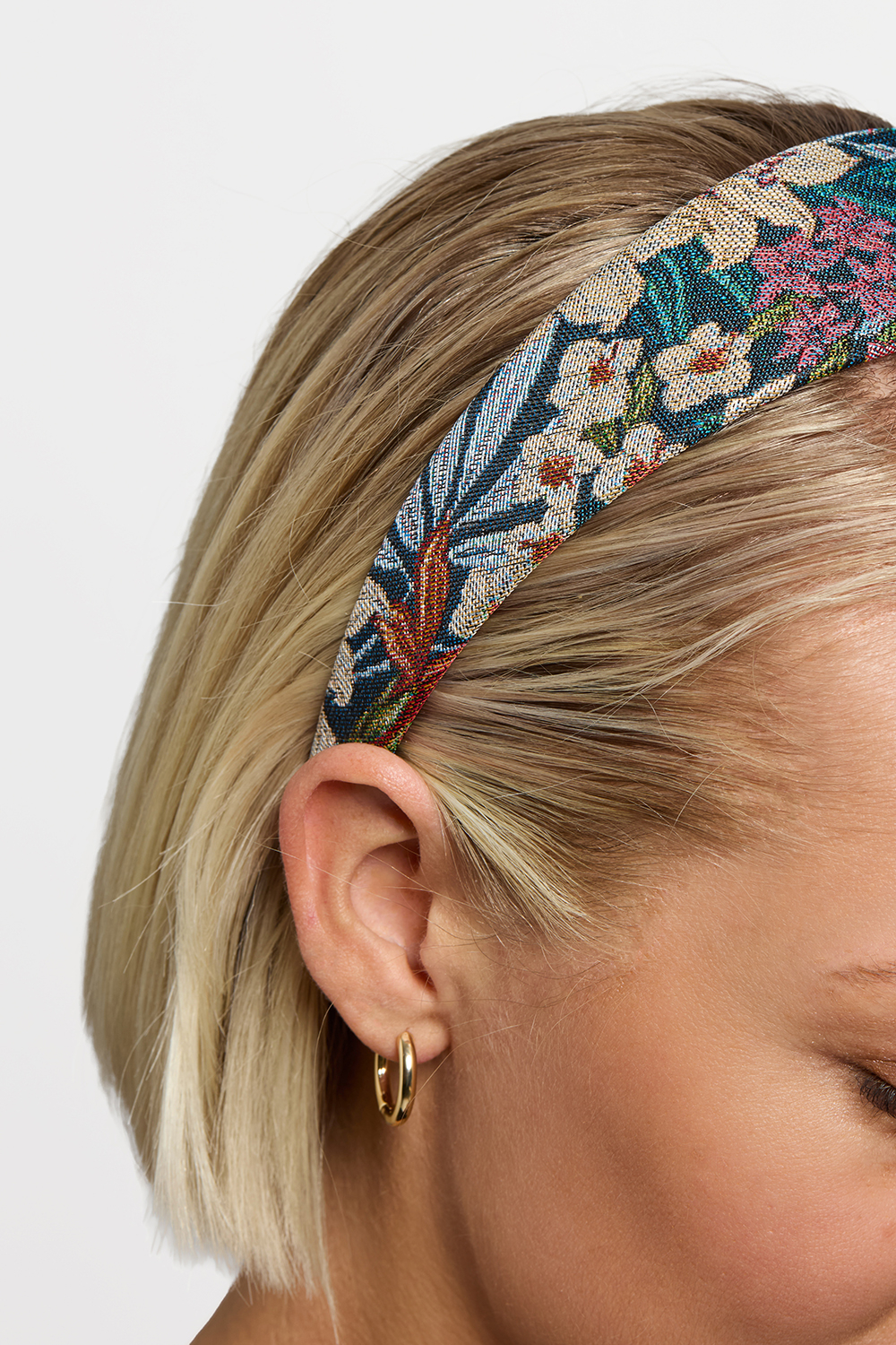 Diadem med jacquardvävt blommönster