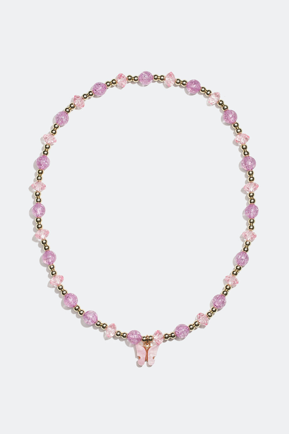 Elastisk pärlhalsband med fjäril