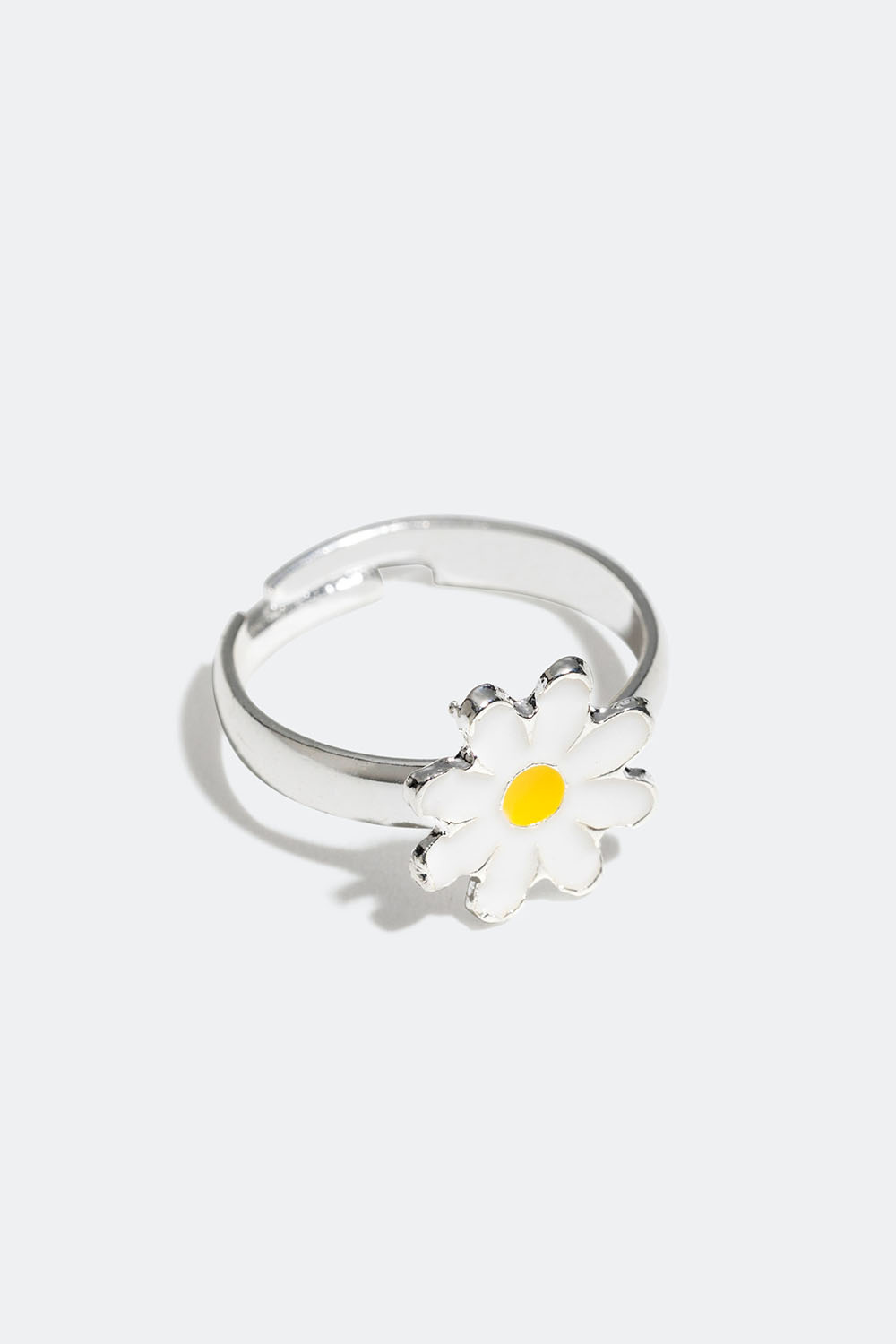 Justerbar ring med vit blomma
