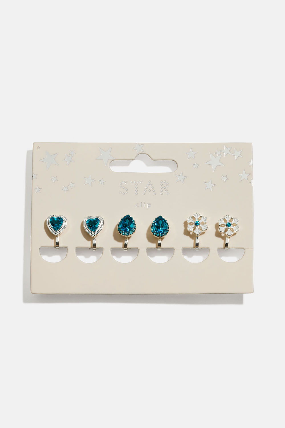 Clipsörhängen med hjärtan och snöflingor, 3-pack