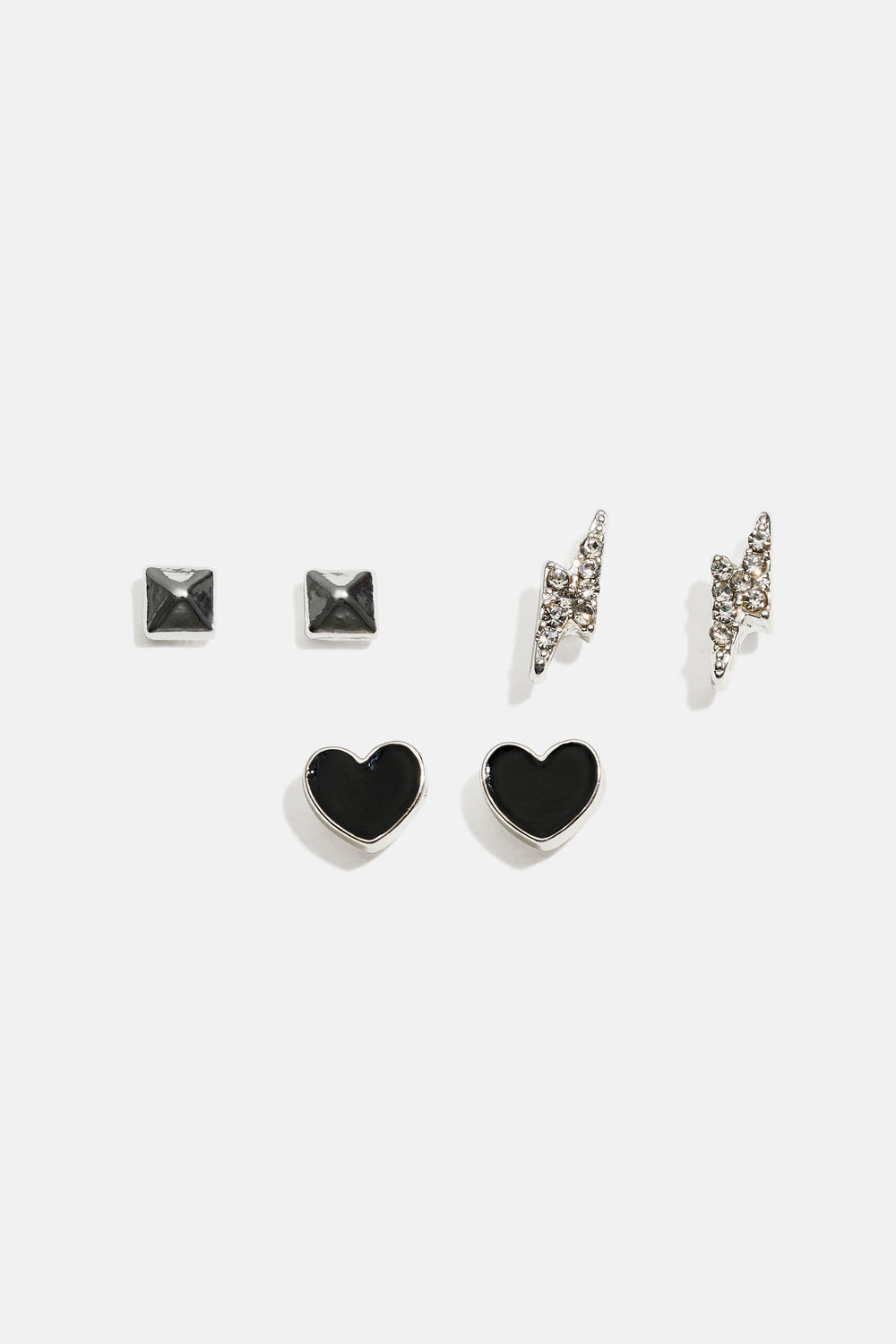 Studs med nitar, blixtar och hjärtan, 3-pack