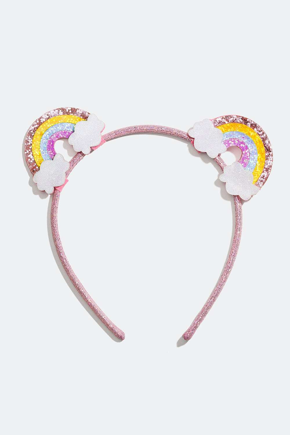 Rosa diadem med glitter och regnbågar