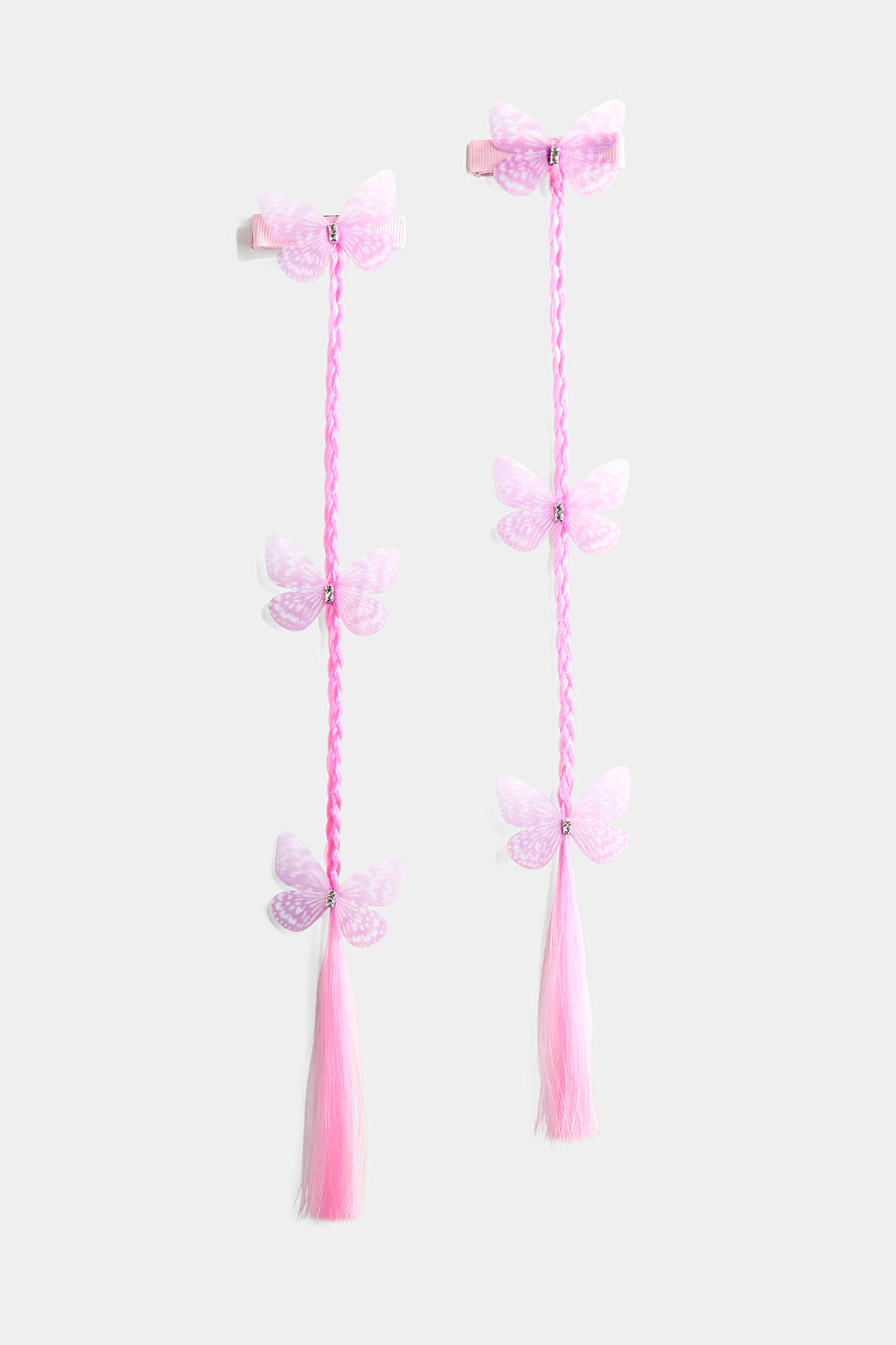 Hårspännen med fläta och fjärilar, 2-pack