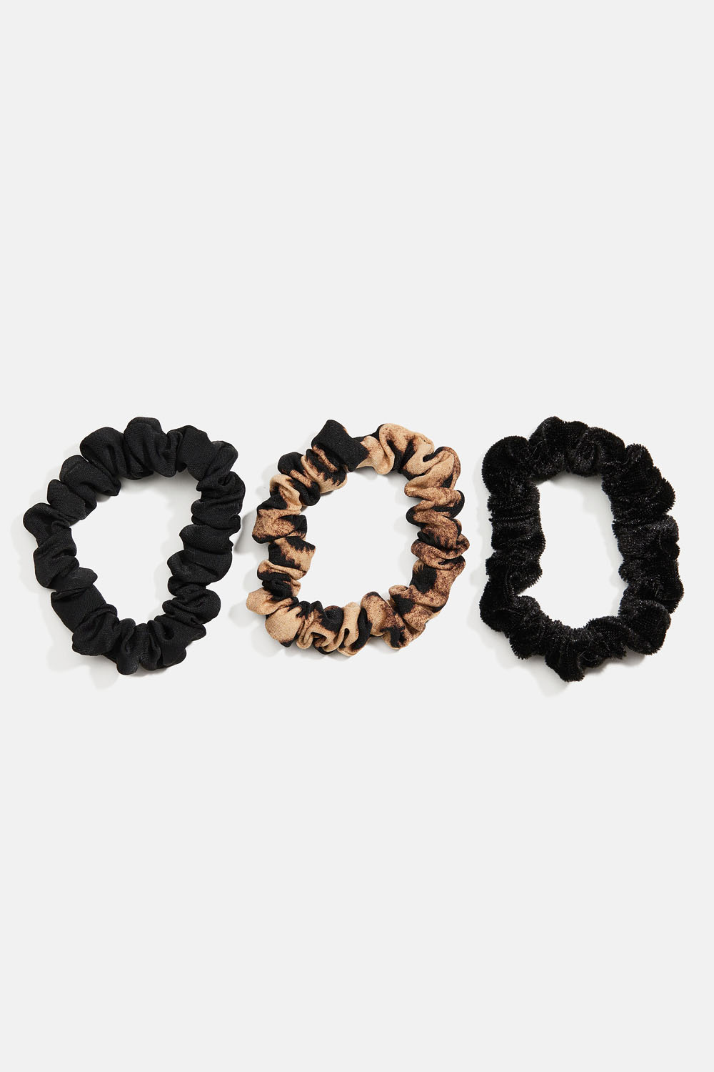 Scrunchies i svart och leopardmönster, 3-pack