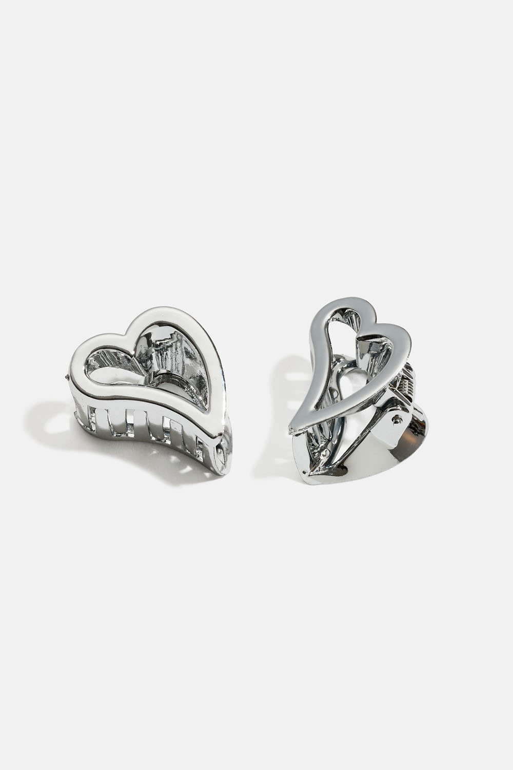 Silvriga hjärtformade hårklämmor, 2-pack