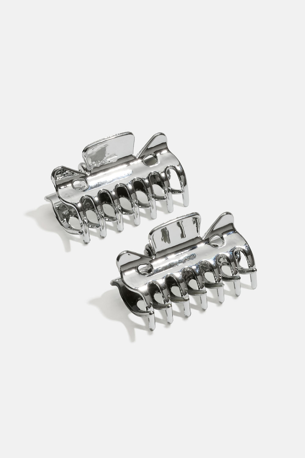 Små silvriga hårklämmor, 2-pack