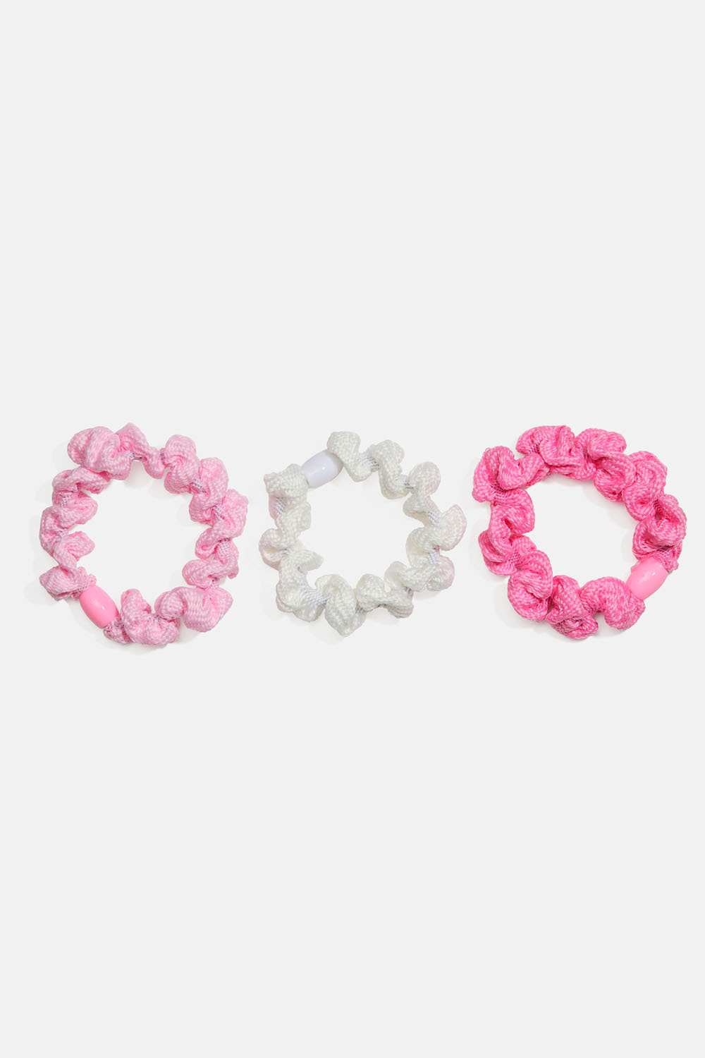 Hårsnoddar med textur i rosa och vitt, 3-pack