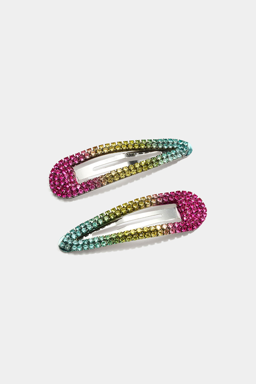 Hårspännen med glasstenar i rosa, guld och blått, 2-pack