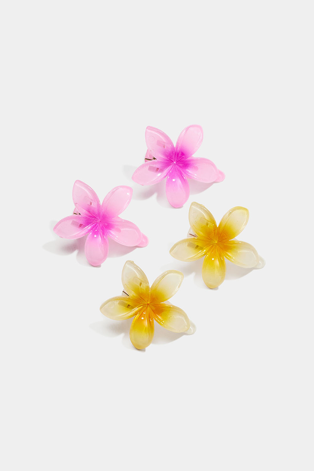Små hårspännen med blommor i rosa och gult, 4-pack