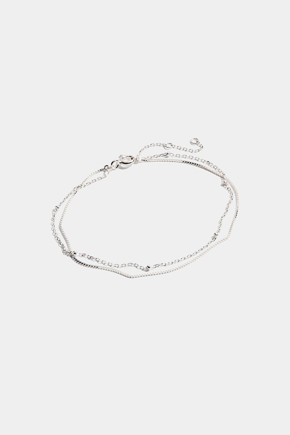 Dubbelarmband i äkta silver med små kulor