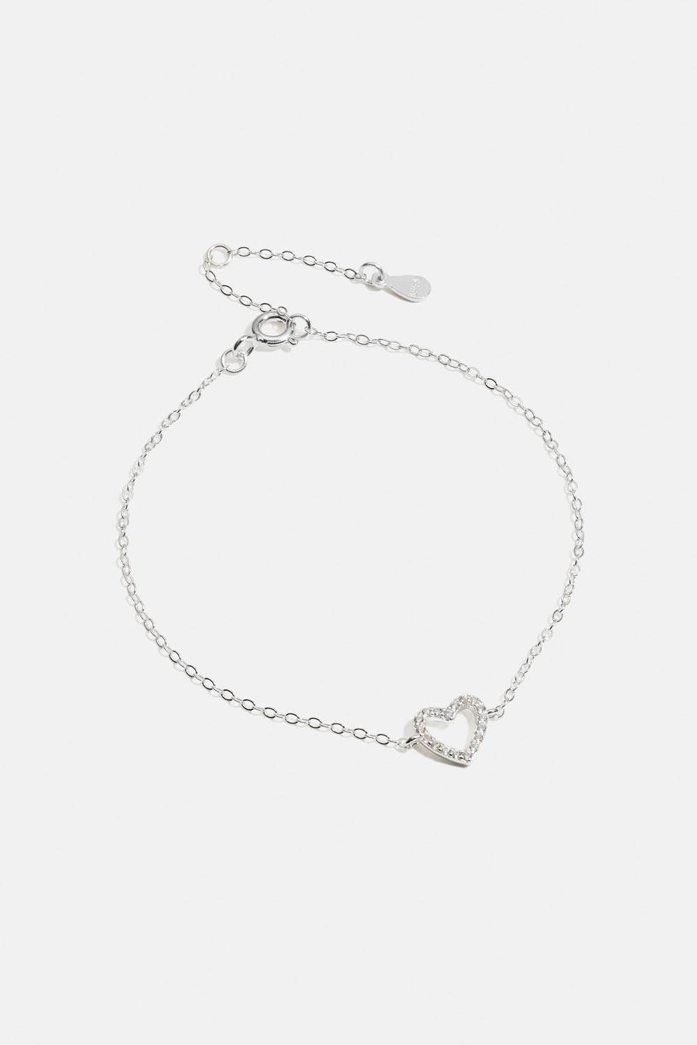 Armband i äkta silver med hjärta och Cubic zirconia