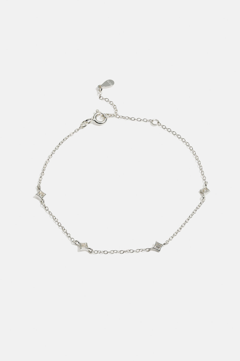 Armband i äkta silver med kvadrater och Cubic Zirconia