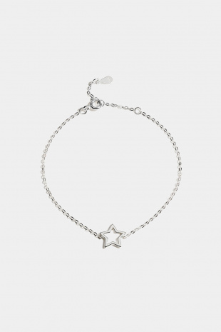 ÄKTA SKINN Armband i äkta silver med en stjärna