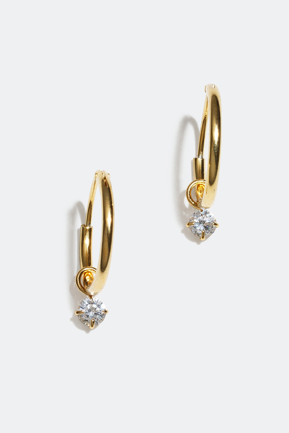 Hoops med glasstenar, förgyllda med 18K guld, 1 cm