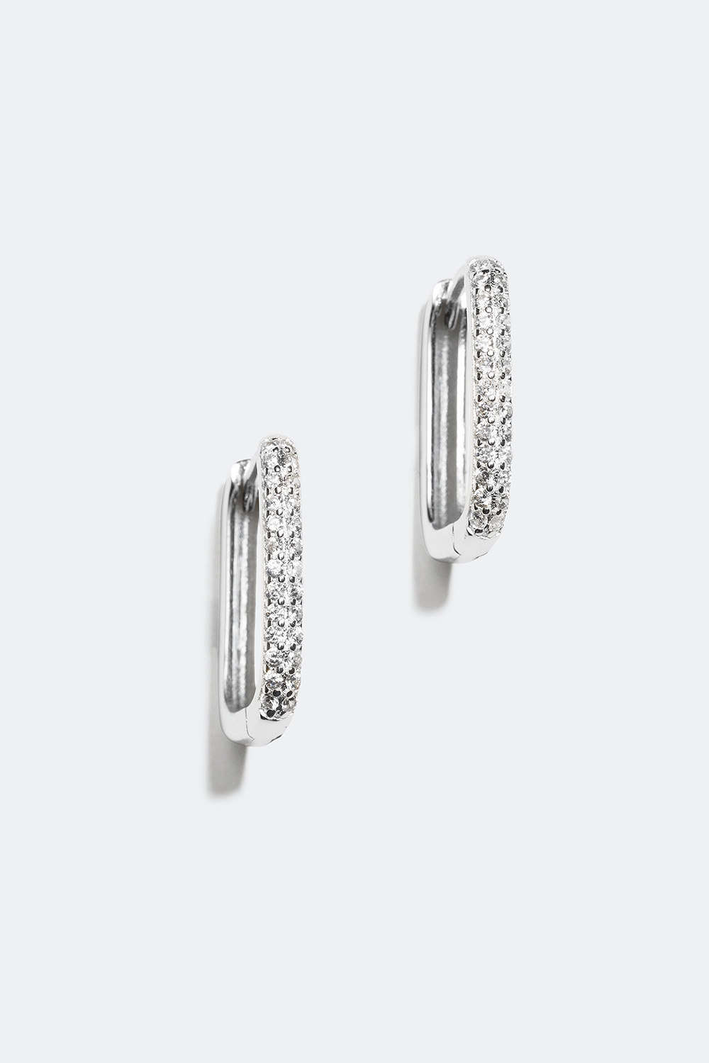 Rektangulära hoops i äkta silver med Cubic Zirconia