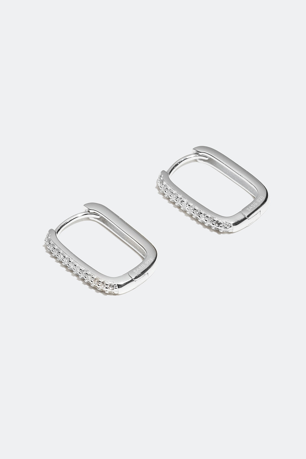 Rektangulära hoops i äkta silver med Cubic Zirconia