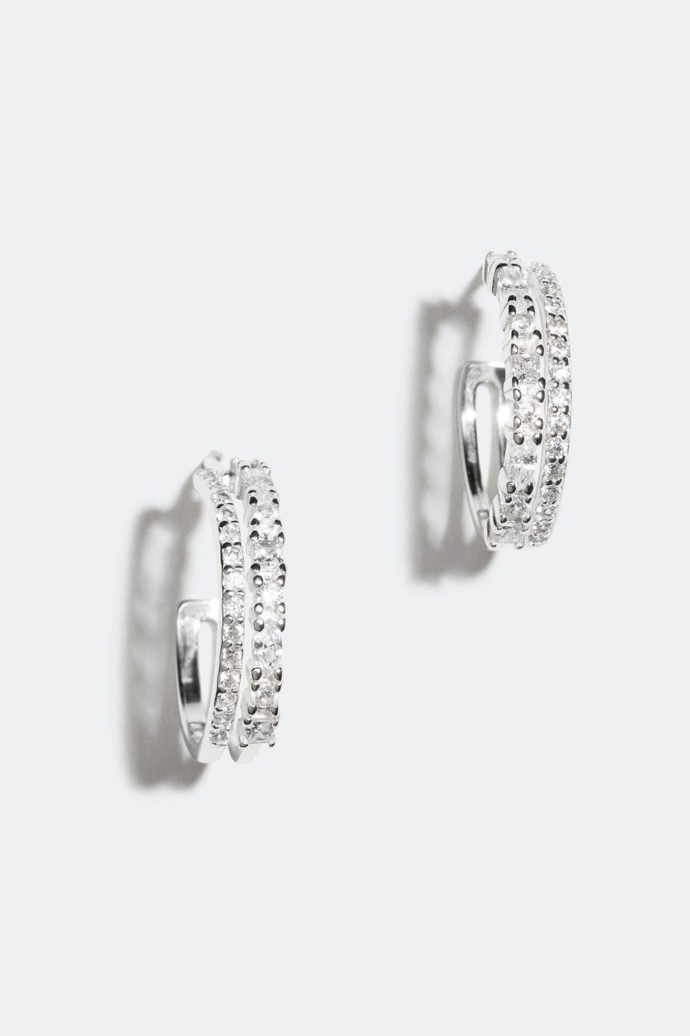 Dubbla hoops i äkta silver med Cubic Zirconia