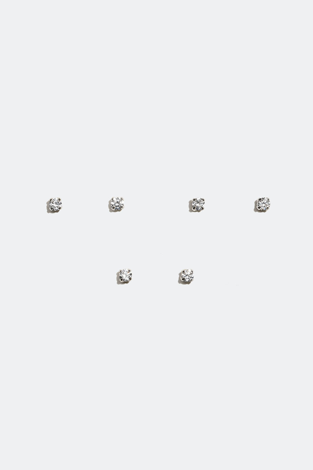 Små studs i äkta silver med Cubic Zirconia, 3-pack