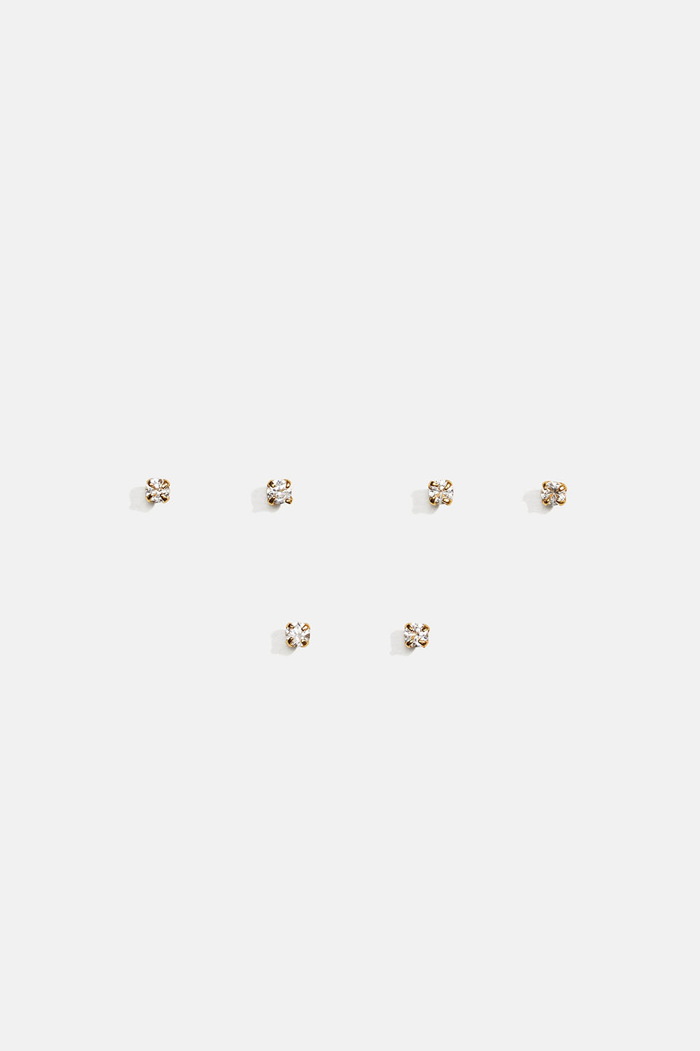 Små studs i 18k guldpläterat äkta silver med Cubic Zirconia, 3-pack
