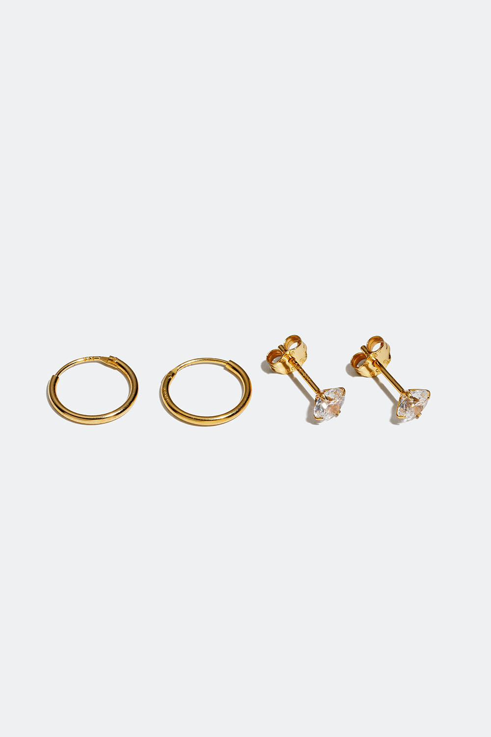 Hoops och studs förgyllda med 18k guld, 2-pack