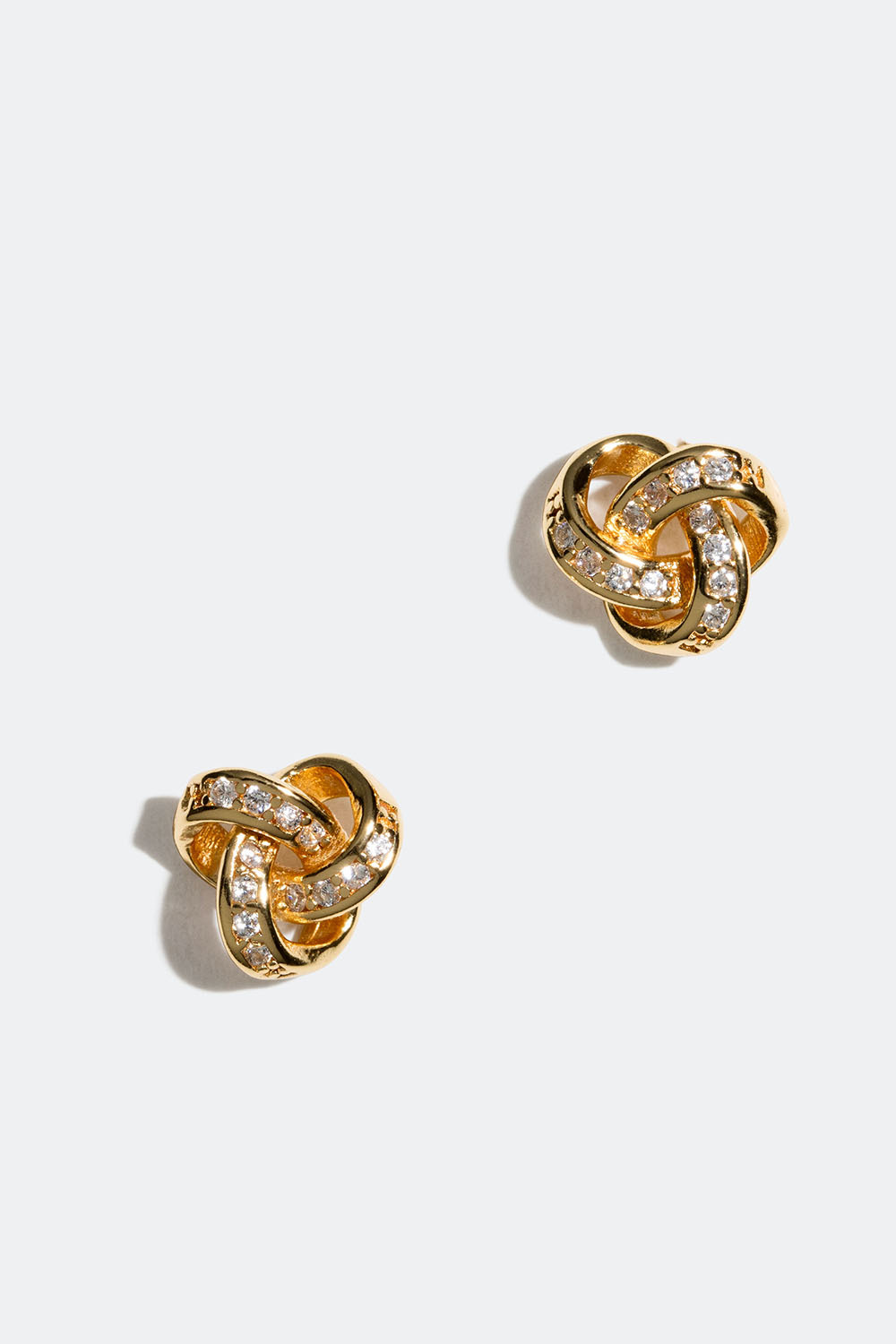 Studs med knut i 18k guldpläterat äkta silver och Cubic Zirconia