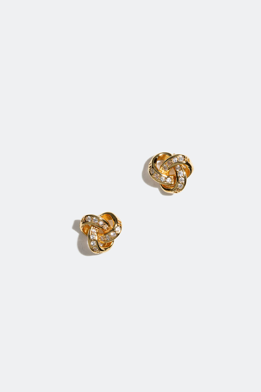 Studs med knut i 18k guldpläterat äkta silver och Cubic Zirconia