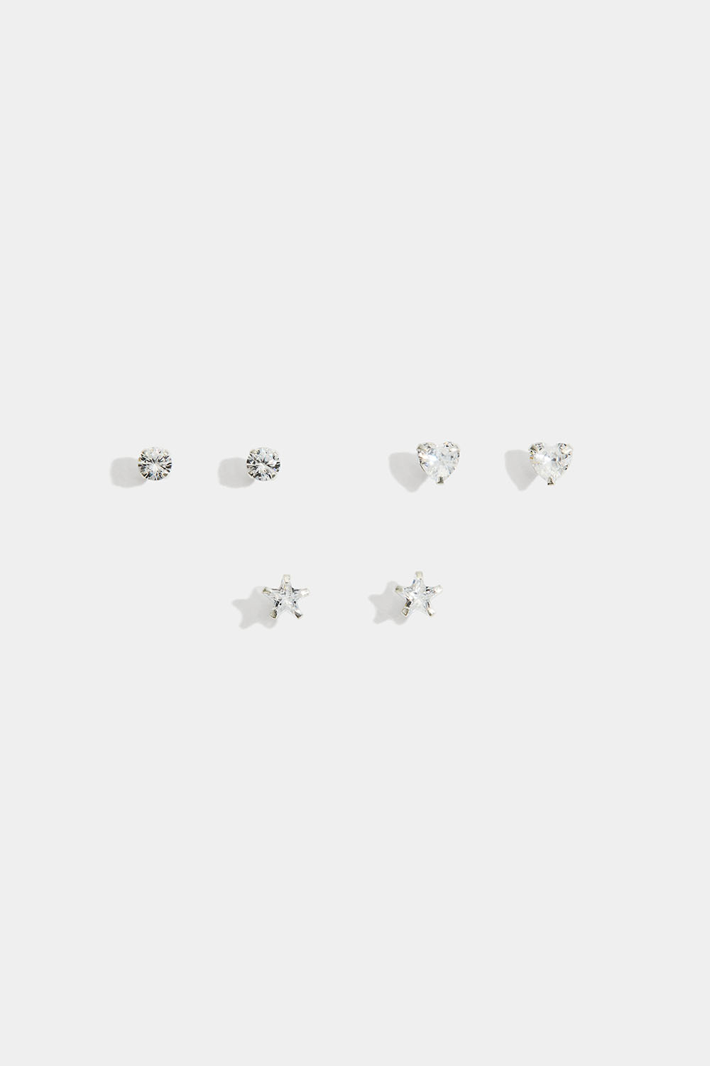 3-pack studs i äkta silver med stenar i olika form
