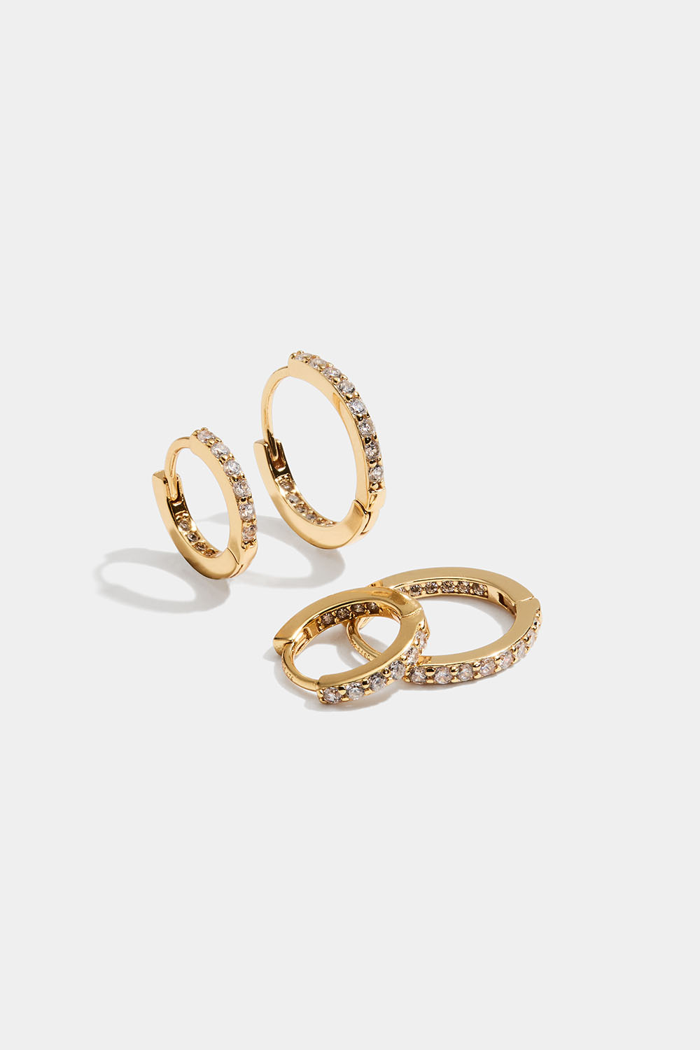 18k guldpläterade hoops med Cubic Zirconia, 2-pack