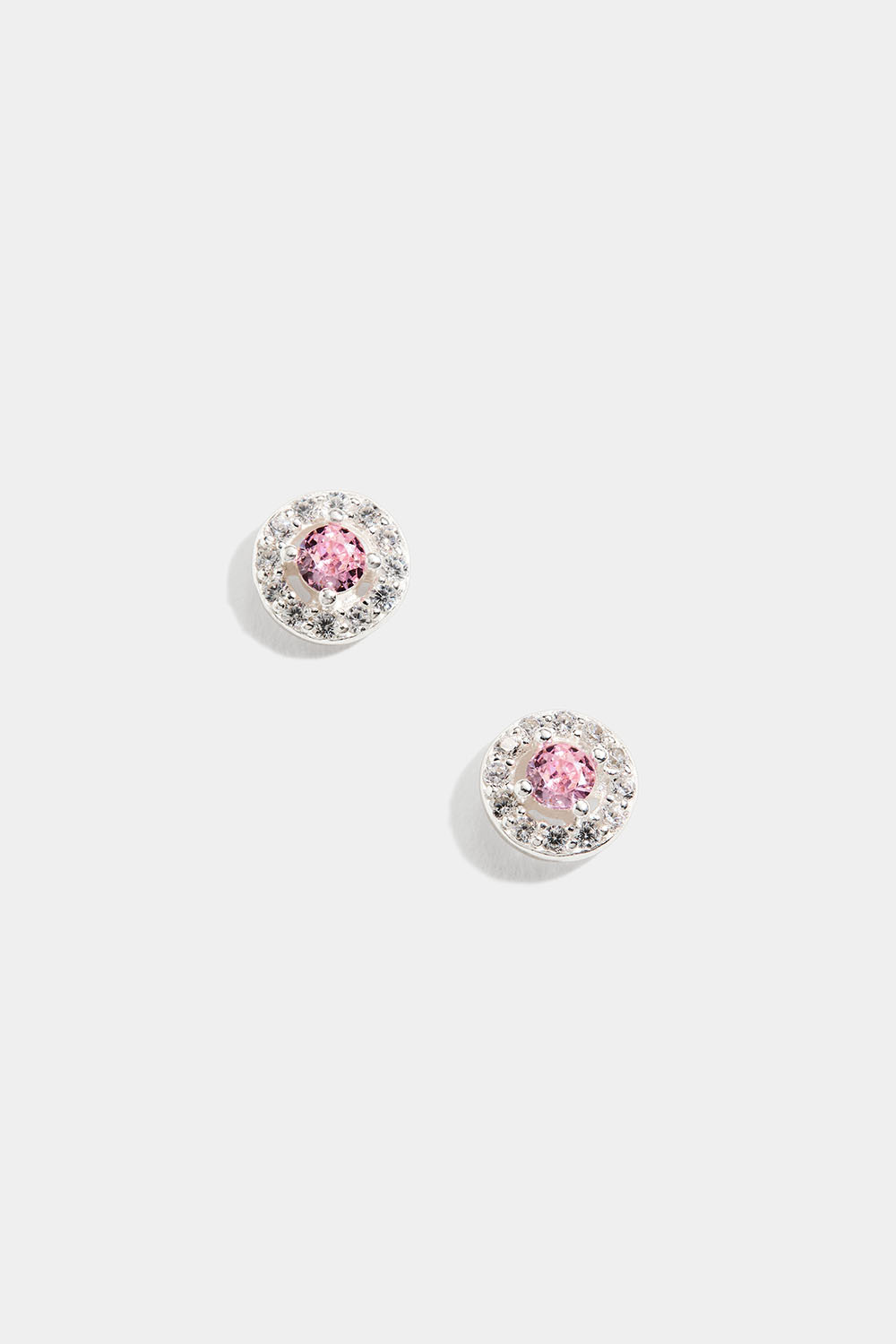 Studs i äkta silver med rosa Cubic Zirconia