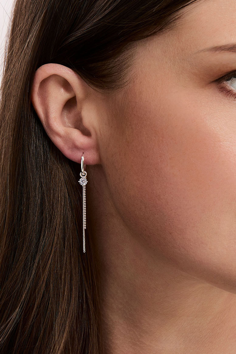 Hoops i äkta silver med kedjor och Cubic Zirconia