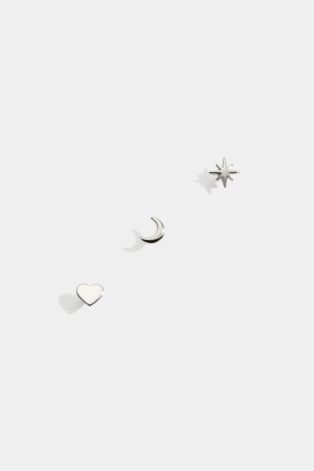 Ministuds i äkta silver, stjärna, måne, hjärta