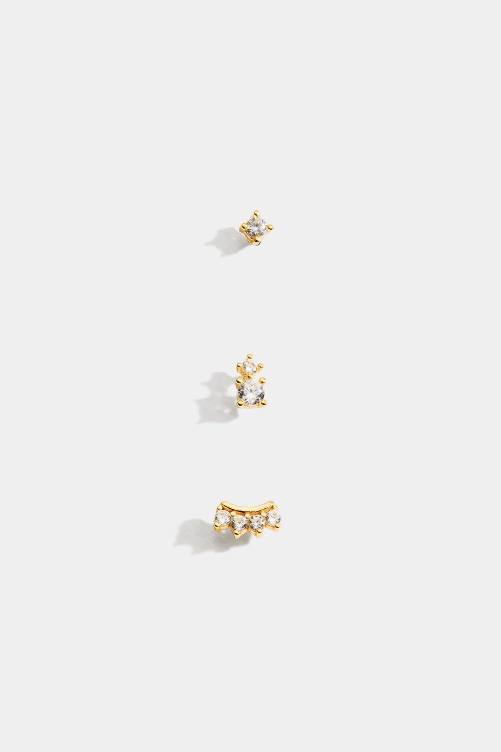 Ministuds i olika form i 18k guldpläterat silver med Cubic Zirconia