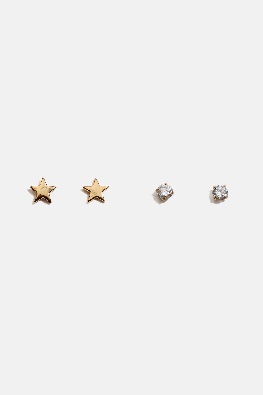 Studs i 18k guldpläterat äkta silver med stjärnor och Cubic Zirconia, 2-pack