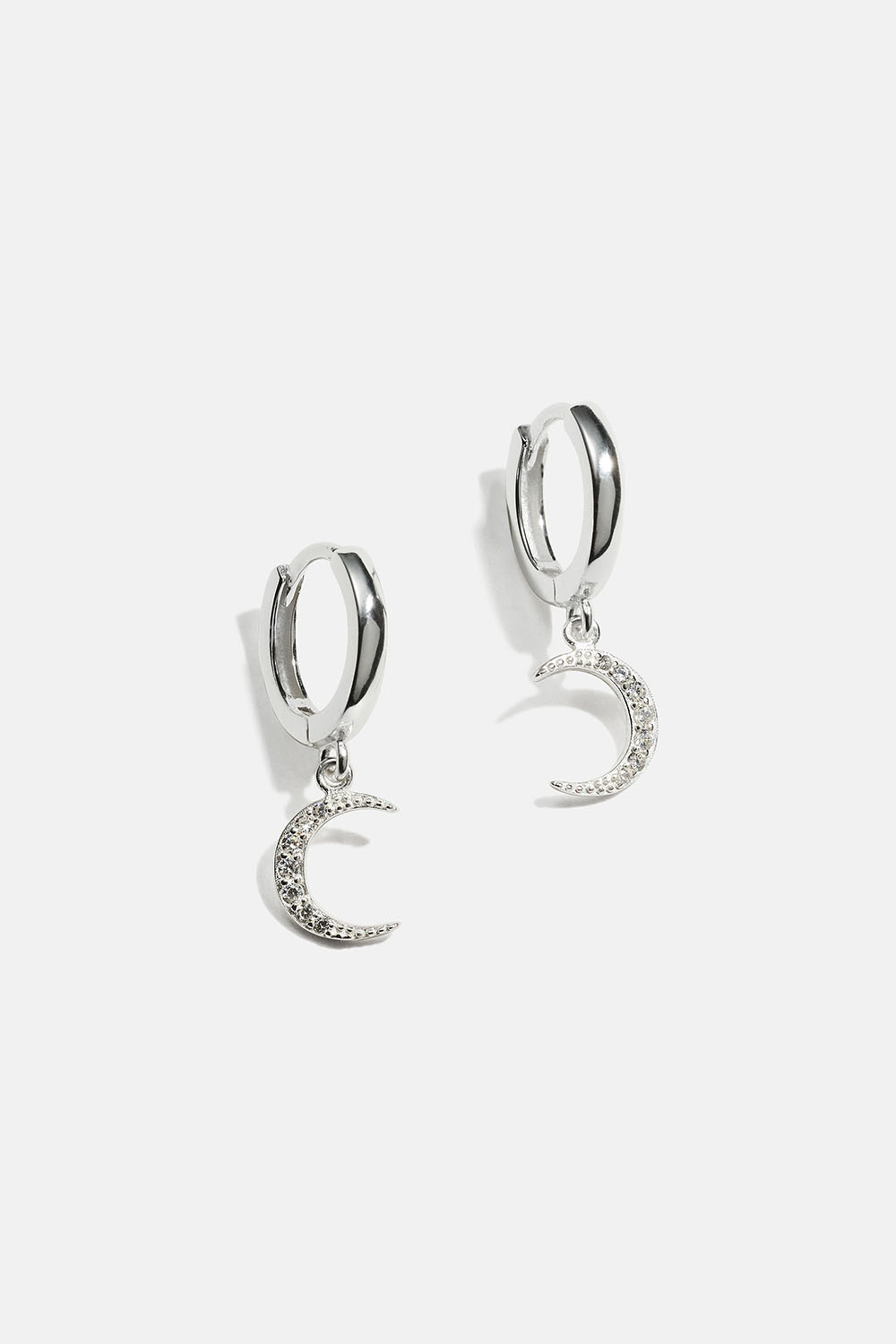 Hoops i äkta silver med månar och Cubic Zirconia