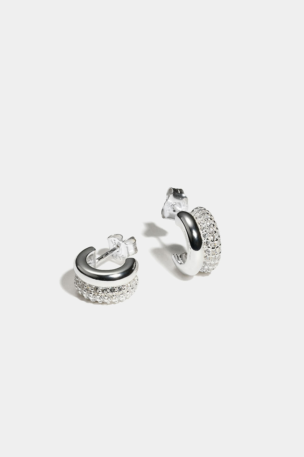 Dubbla chunky hoops i äkta silver med Cubic Zirconia