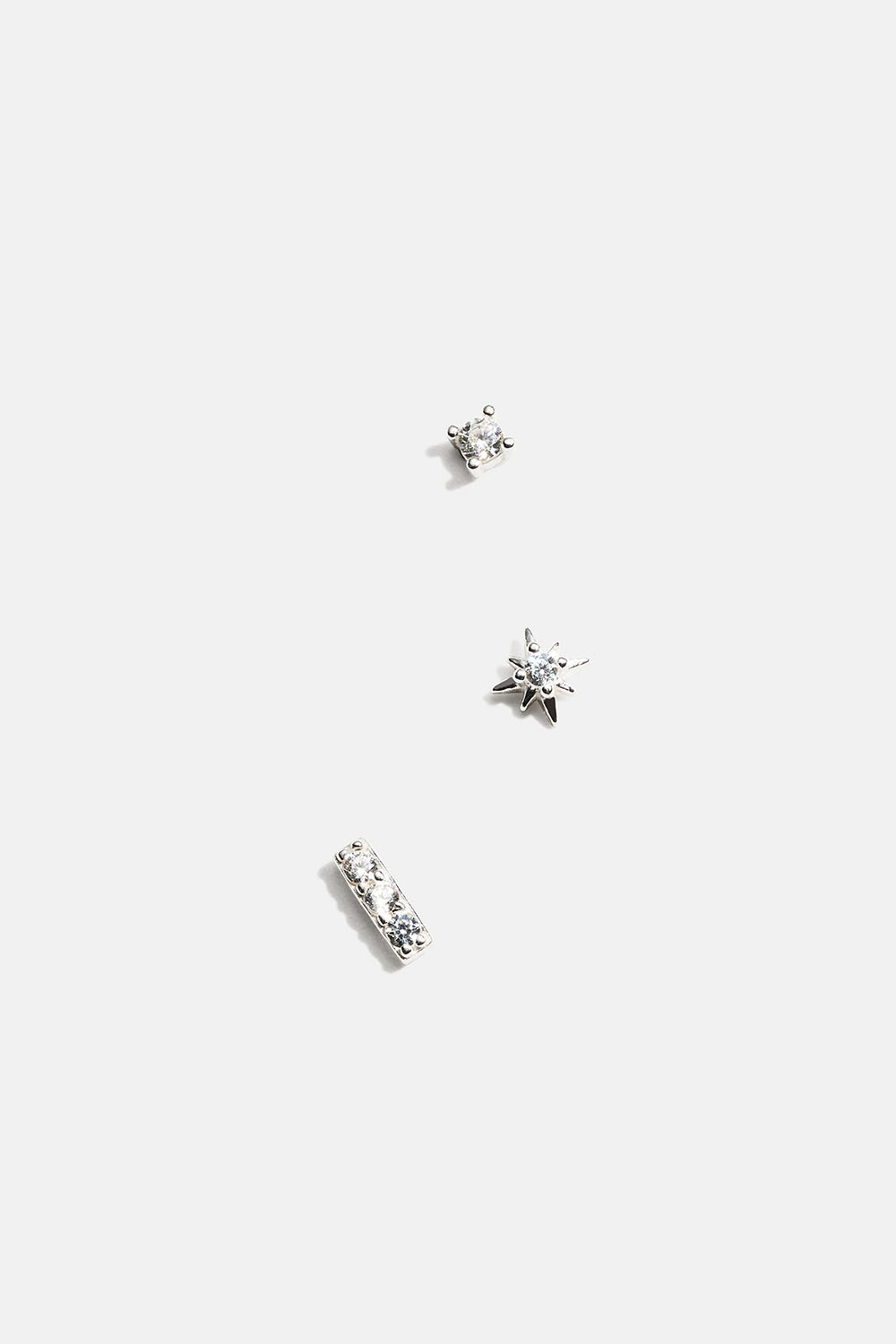 Ministuds i äkta silver för flera hål i örat med Cubic Zirconia