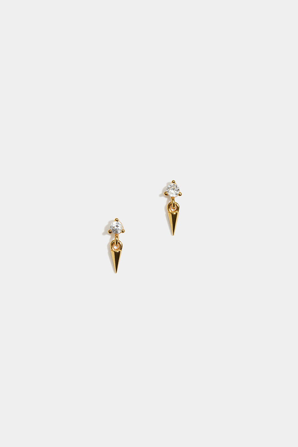 Små i 18k guldpläterat örhängen i äkta silver med Cubic Zirconia och nithänge