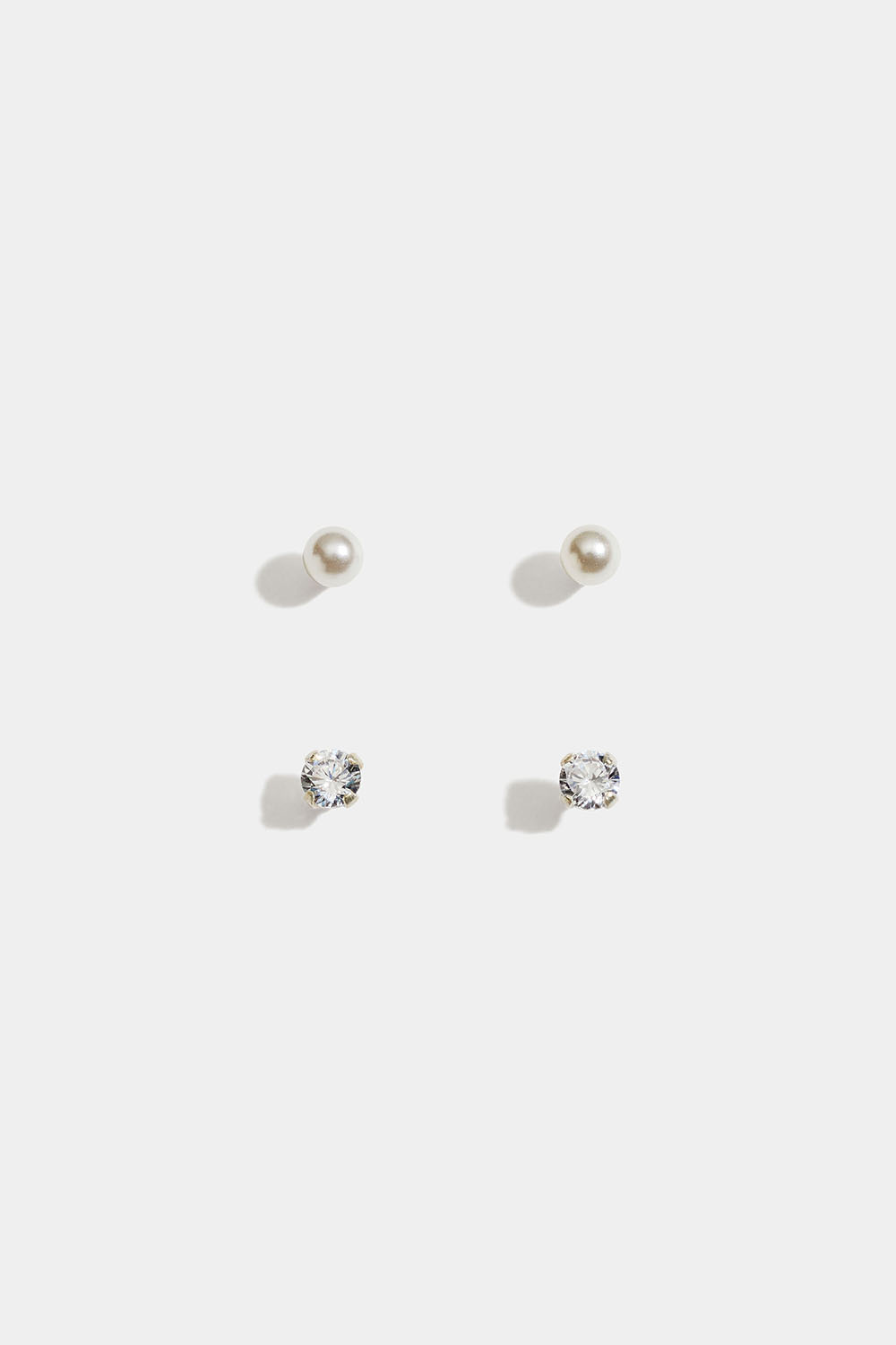 Små studs i äkta silver med pärlor och Cubic Zirconia, 2-pack