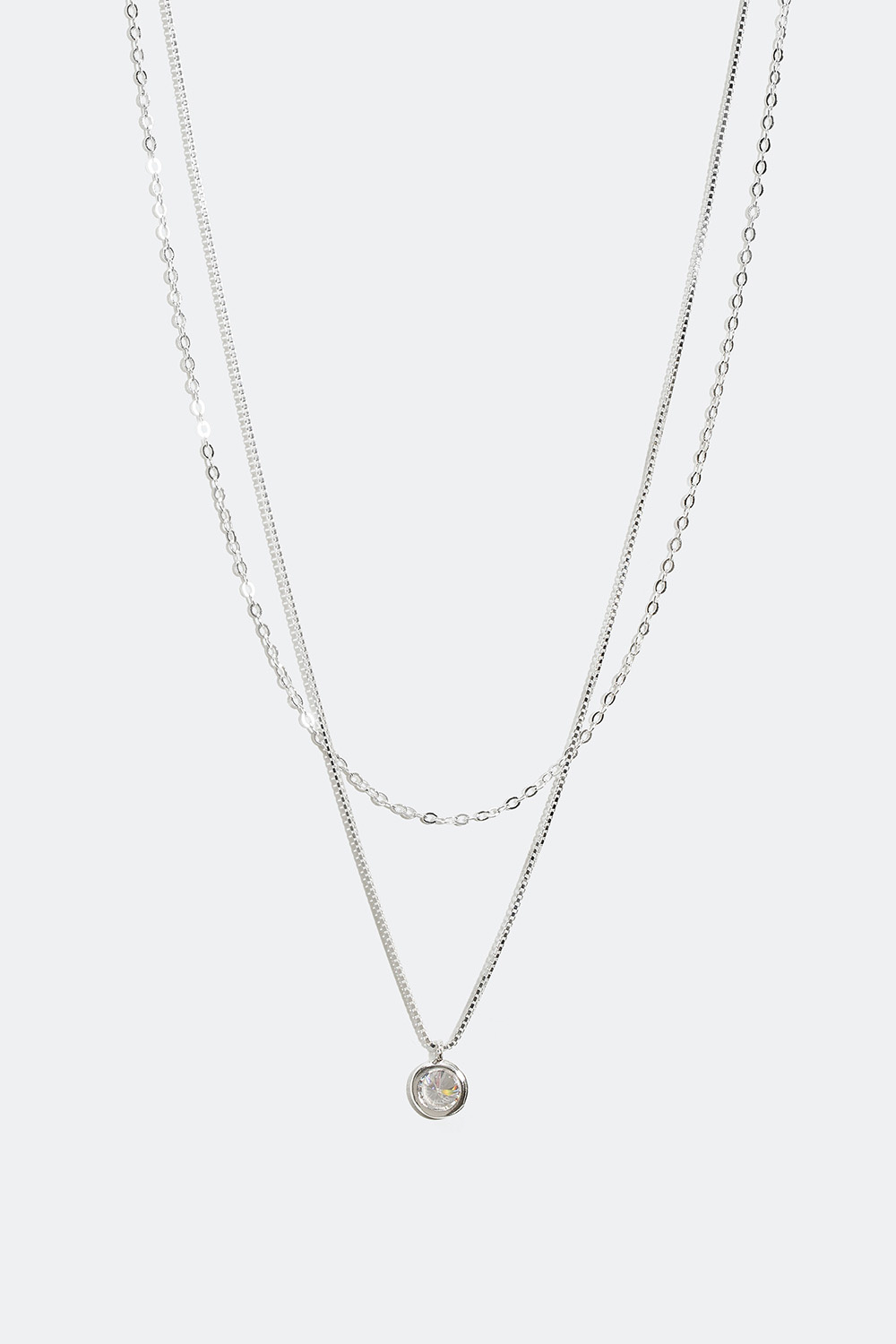 Dubbelhalsband i äkta silver med Cubic Zirconia