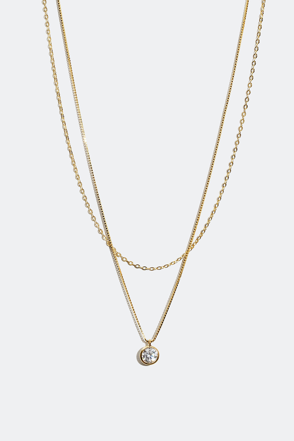 Dubbelhalsband med Cubic Zirconia förgyllt med 18k guld