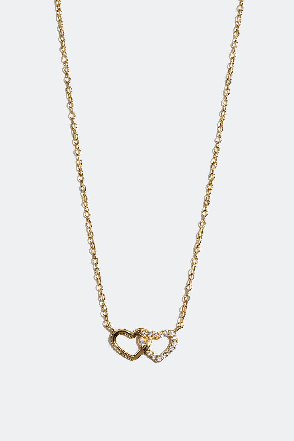 Halsband förgyllt med 18K guld med två hjärtan