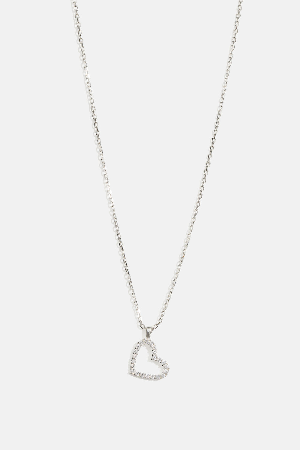 Halsband i äkta silver med hjärthänge och små Cubic Zirconia