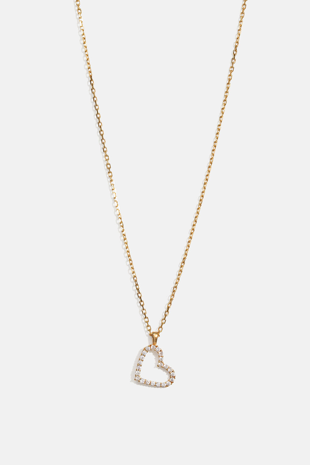 Halsband i 18k guldpläterat äkta silver med hjärthänge och små Cubic Zirconia