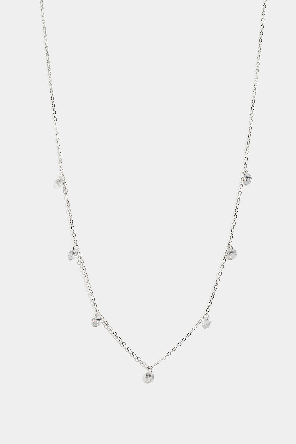Halsband i äkta silver med hängande Cubic Zirconia stenar