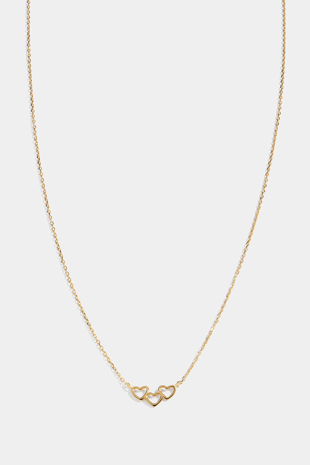 Halsband i 18k guldpläterat silver med tre hjärtan