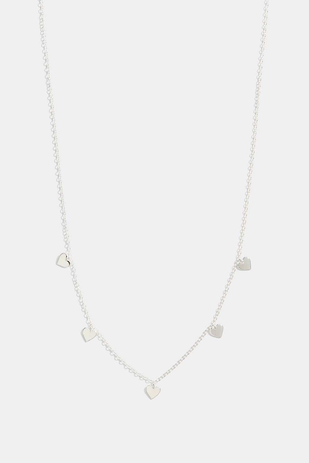 Halsband i äkta silver med hängande fyllda hjärtan