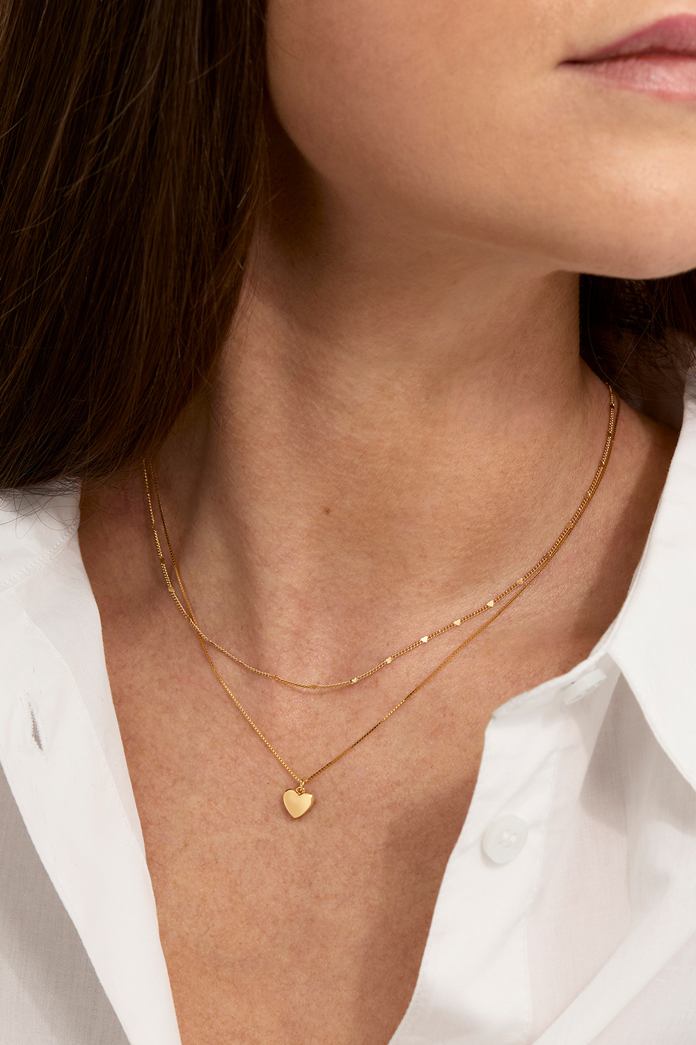 Halsband i 18k guldpläterat äkta silver med fyllt hjärta